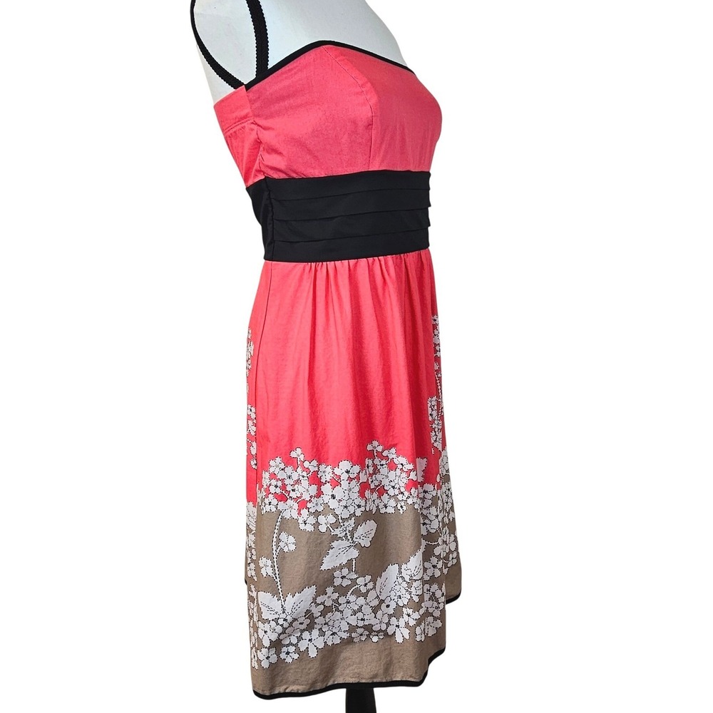 Speechless 13 Strapless Coral Dress Black Graphic Floral Print Coquette Prom - Picture 2 of 13